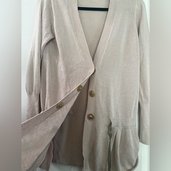 Brunello Cucinelli Beige Knit Belted Button Front Cardigan Elegant Sweater large - Picture 4 of 6
